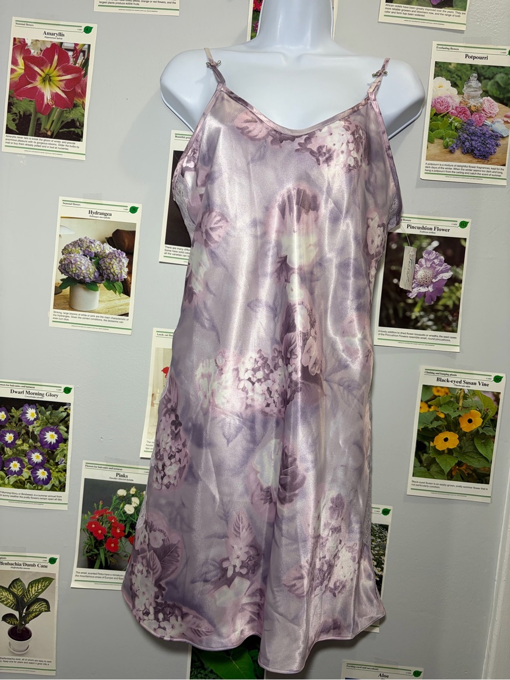 Secret Treasures Lavender Floral Satin Slip Dress